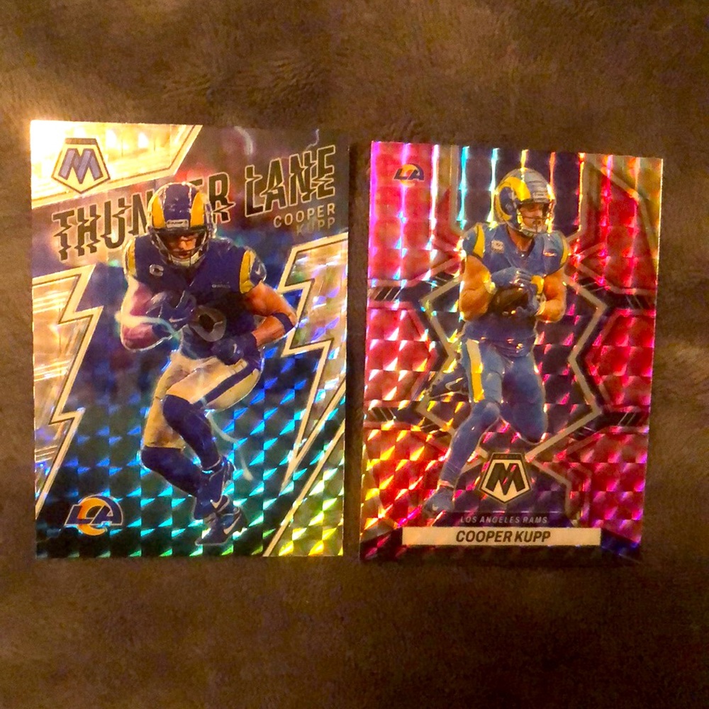 Cooper Kupp 2022 Mosaic Thunder Lane Prizm And Pink Prizm Football Cards